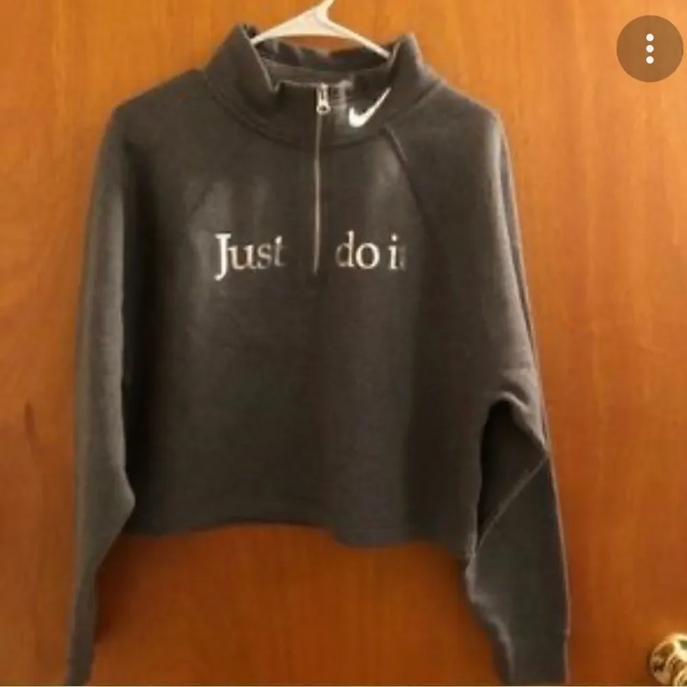 Nike just do it shine funnel neck cropped grey & metallic silver check